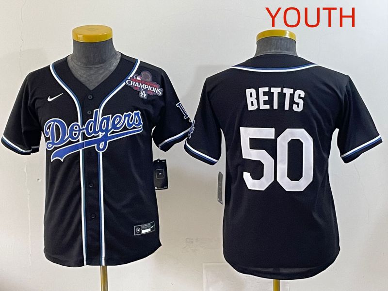 Youth 2025 Los Angeles Dodgers 50 Betts Black Three generations Fashion Nike MLB Jersey style 8
